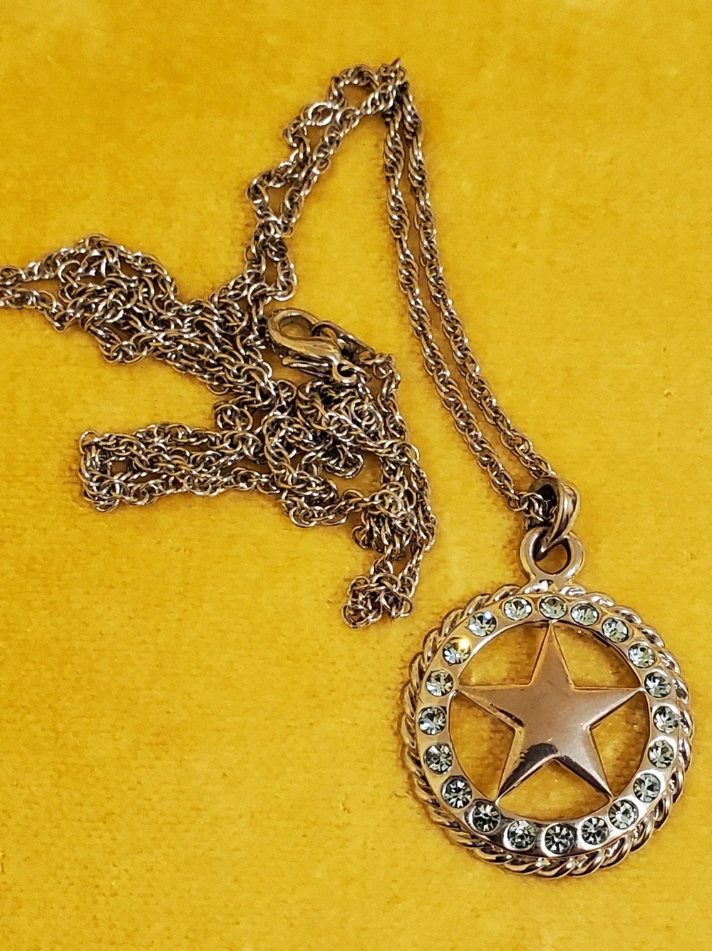 Silver-tone Star Pendant Necklace With Blue Accent Crystals